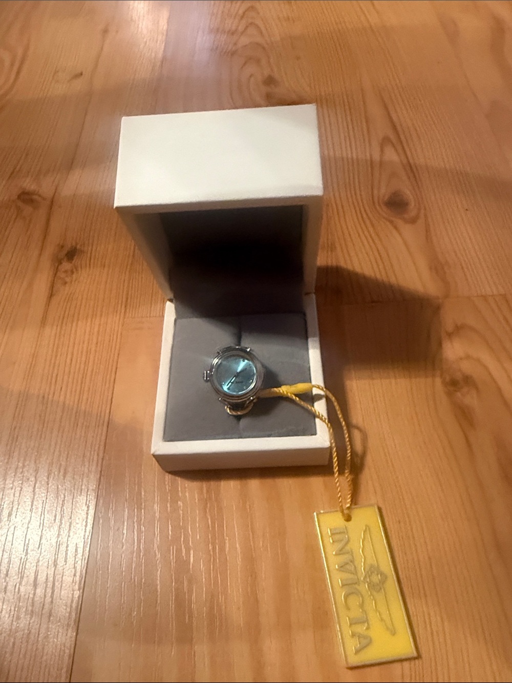 Invicta Ladies' Ring Watch with Teal Blue Dial and Silver Tone